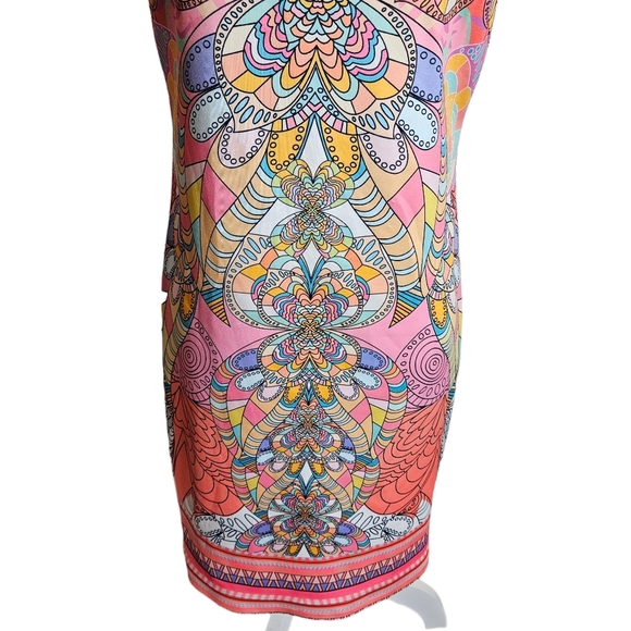 Mandala Paisley Print Sheath Dress Size Small ? Sleeveless Multicolor Boho Work - Picture 3 of 16